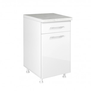 Долен шкаф с една врата и чекмедже Matis D45KFB Бял гланц, 45 x 60 x 85 см | цена за 1бр