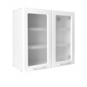 Горен шкаф с две витрини и два рафта Matis V80/S Бял гланц | цена за 1бр