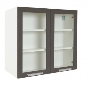 Горен шкаф с две витрини и два рафта Matis V80/S Сив,  | цена за 1бр