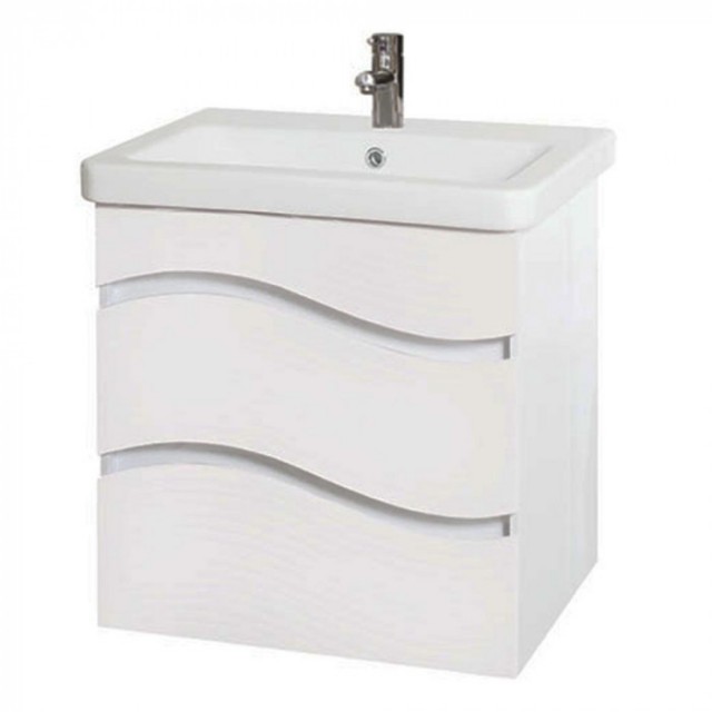 Мебел за баня конзолен с мивка и плавно затваряне Makena Галакси, Бял