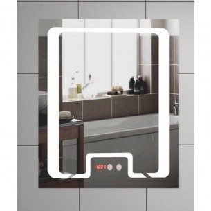 LED огледало, модел 117, против запотяване, часовник, тъч управление, 60/80 см.