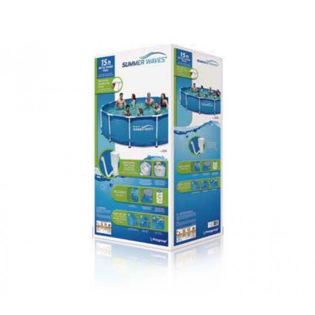 Сглобяем басейн, метална рамка,  диам. 366см/76см.+ помпа и филтър. Summer Waves Metal Frame