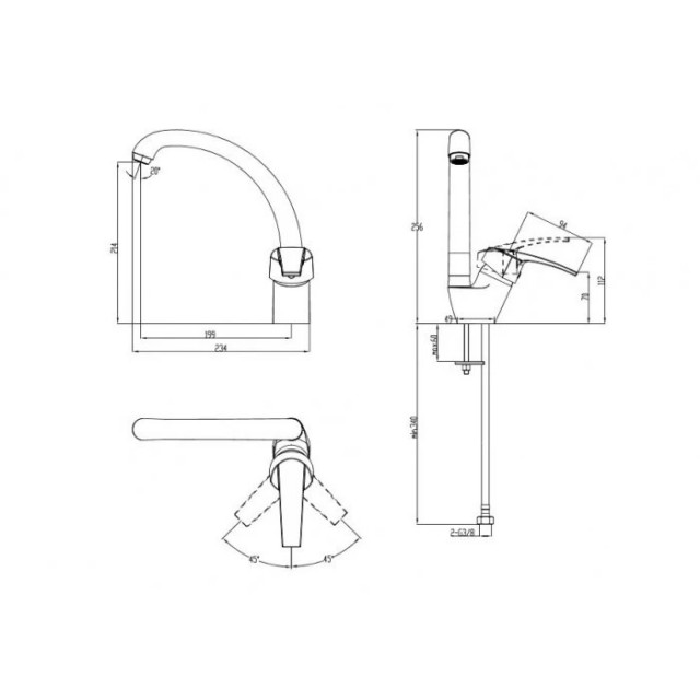 Смесител за кухня, едноръкохватков, месингов, стоящ, МАКЕНА-  АСТОР