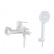 Cascada Life White Смесител за вана и душ, едноръкохватков, месинг, стенен монаж, бял