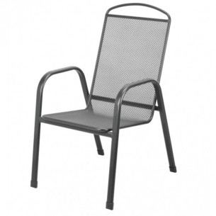 Метален мрежесто перфориран стол с подлакътници, тъмно сив Метален мрежесто перфориран стол с подлакътници, тъмно сив