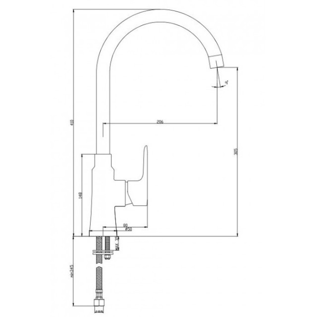Смесител за кухня, едноръкохватков, месингов, стоящ, черен, ЛАЙФ БЛЕК Смесител за кухня, едноръкохватков, месингов, стоящ, черен, ЛАЙФ БЛЕК