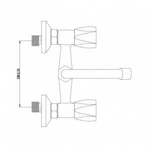 Смесител за кухня, двуръкохватков, месингов, стенен, ЕКО Л Смесител за кухня, двуръкохватков, месингов, стенен, ЕКО Л