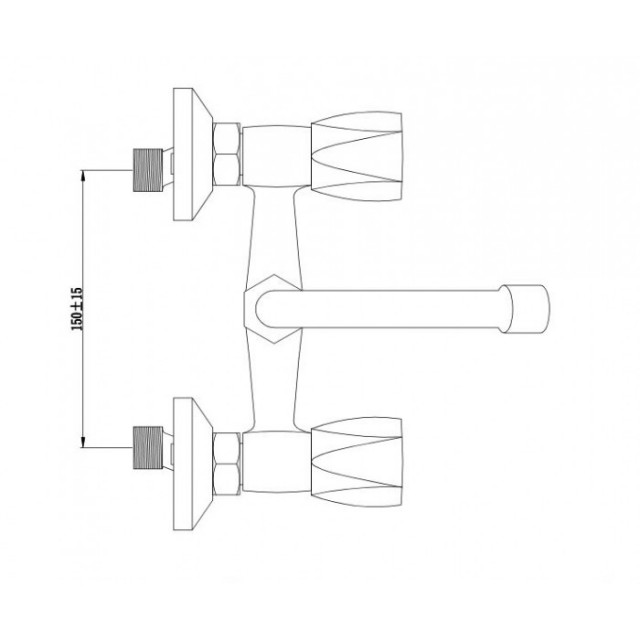 Смесител за кухня, двуръкохватков, месингов, стенен, ЕКО Л