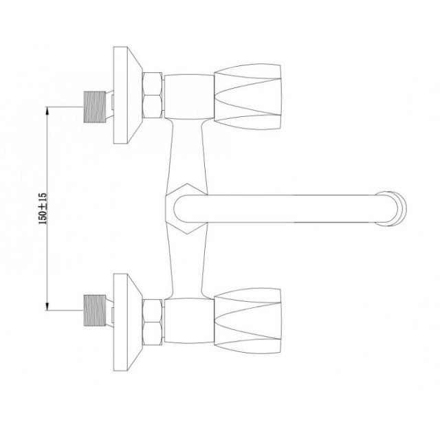 Смесител за кухня, двуръкохватков, месингов, стенен, ЕКО Р