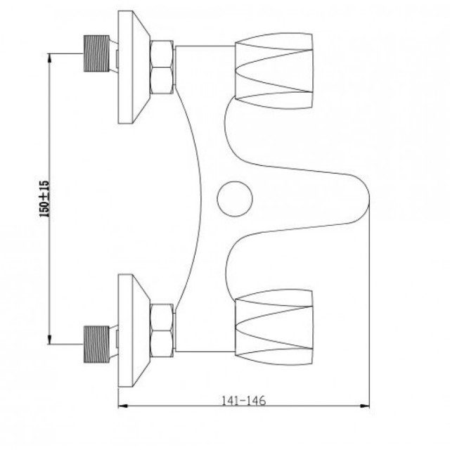 Смесител за душ и вана, двуръкохватков, стенен, месингов, CASCADA ECO