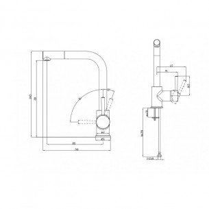 Смесител за кухня, едноръкохватков, месингов, стоящ, с изтеглящ се душ, МАКЕНА- ЕЛЕКТРА