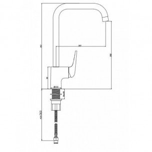 Смесител за кухня, едноръкохватков, месингов, стоящ, ФЮЖЪН