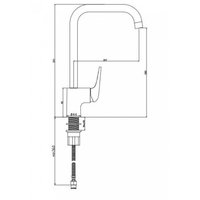 Смесител за кухня, едноръкохватков, месингов, стоящ, ФЮЖЪН Смесител за кухня, едноръкохватков, месингов, стоящ, ФЮЖЪН