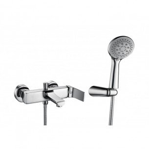 Смесител за вана и душ, едноръкохватков, стенен, месинг, ФЮЖЪН