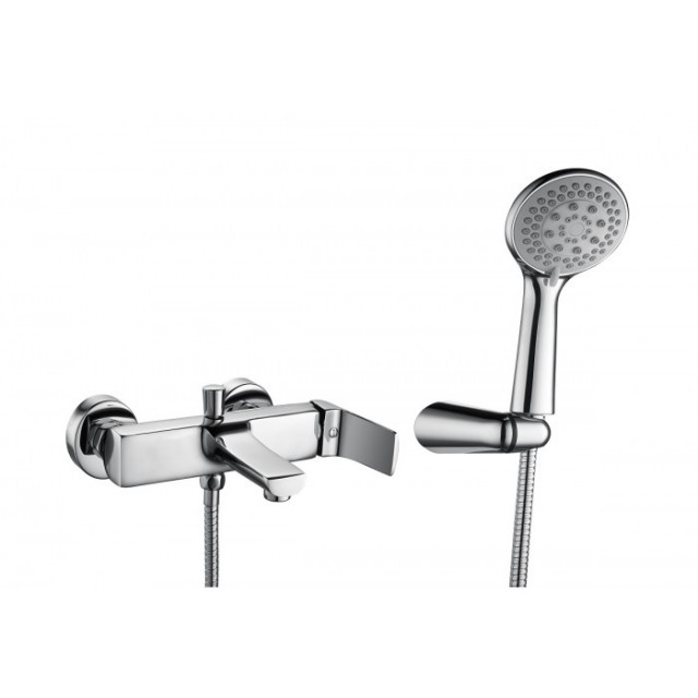 Смесител за вана и душ, едноръкохватков, стенен, месинг, ФЮЖЪН Смесител за вана и душ, едноръкохватков, стенен, месинг, ФЮЖЪН