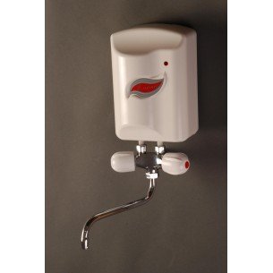 Проточен бойлер, 3.5kW за кухня, с двуръкохваткова смесителна батерия , 19/14/9см.