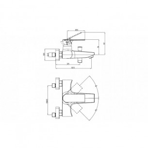Смесител за вана и душ, едноръкоохватков, месинг, стенен, МАКЕНА - МОНИКА Смесител за вана и душ, едноръкоохватков, месинг, стенен, МАКЕНА - МОНИКА