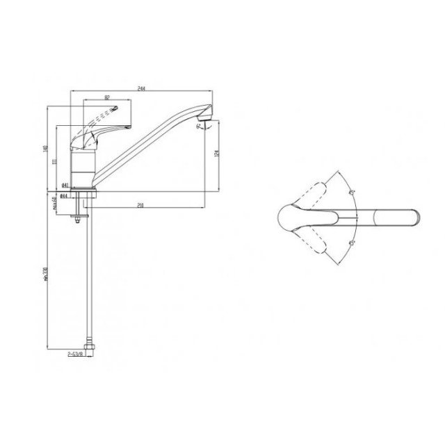 Смесител за кухня, едноръкохватков, месингов, стоящ, МАКЕНА- НИКИ