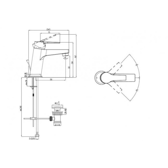 Смесител за умивалник, едноръкохватков, стоящ, месингов, МАКЕНА- НИКОЛ