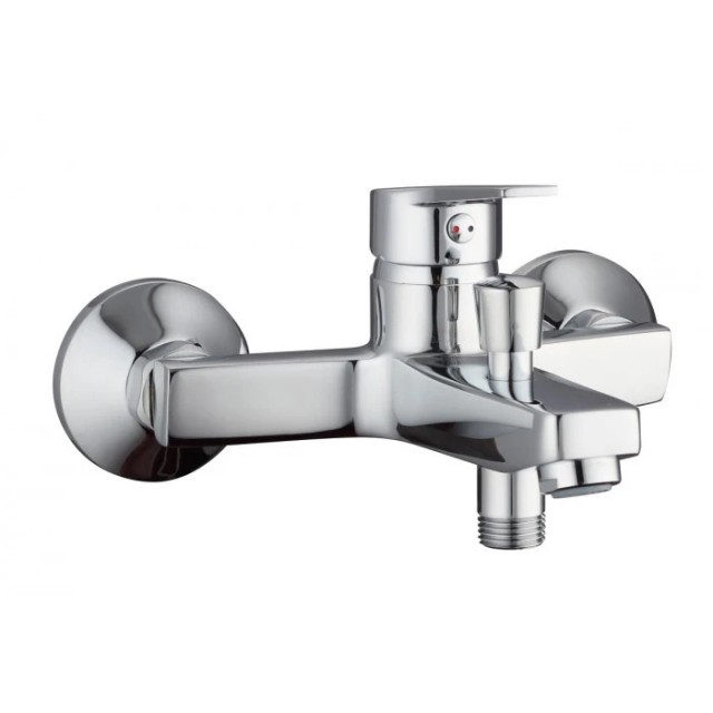 Смесител за вана и душ, едноръкоохватков, месинг, стенен, МАКЕНА - НИКОЛ