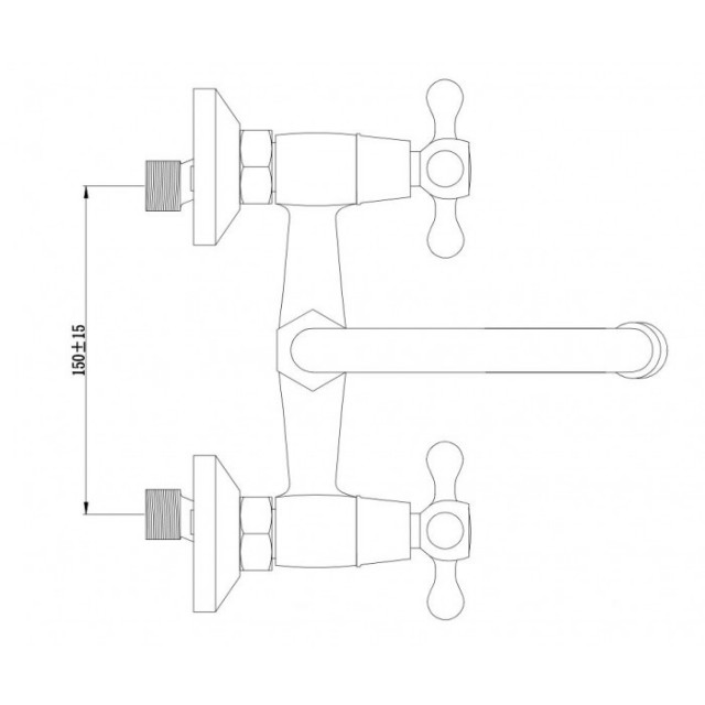 Смесител зa кухня, двуръкохватков, стенен, месингов, РЕТРО Р