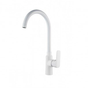 Смесител за кухня, едноръкохватков, месингов, стоящ, бял, ЛАЙФ УАЙТ