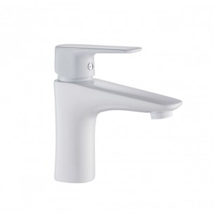 Смесител за умивалник, стоящ, месингов, едноръкохватков, бял, ЛАЙФ  УАЙТ